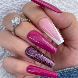 Press On Nails Hot Pink And Purple